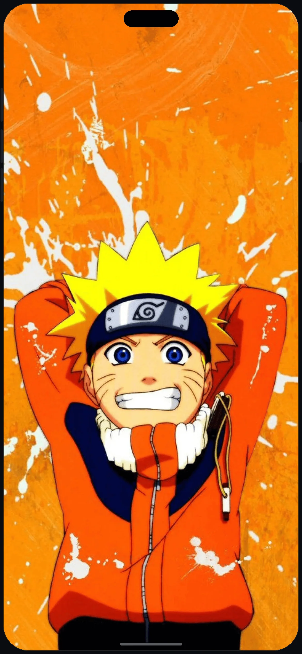 Naruto Orange Splash 4k Wallpaper on iPhone 16 mockup