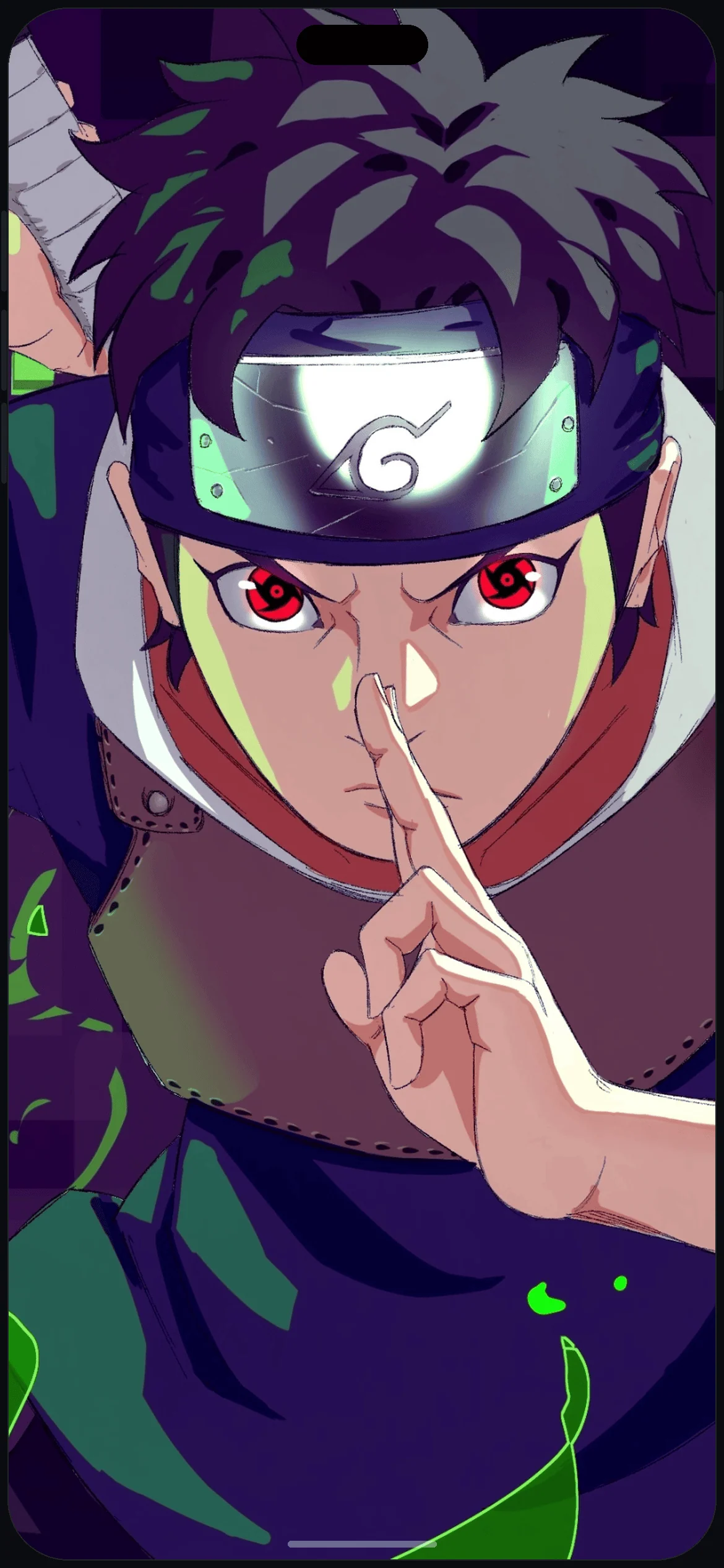 Shisui Uchiha Digital Art Wallpaper on iPhone 16 mockup