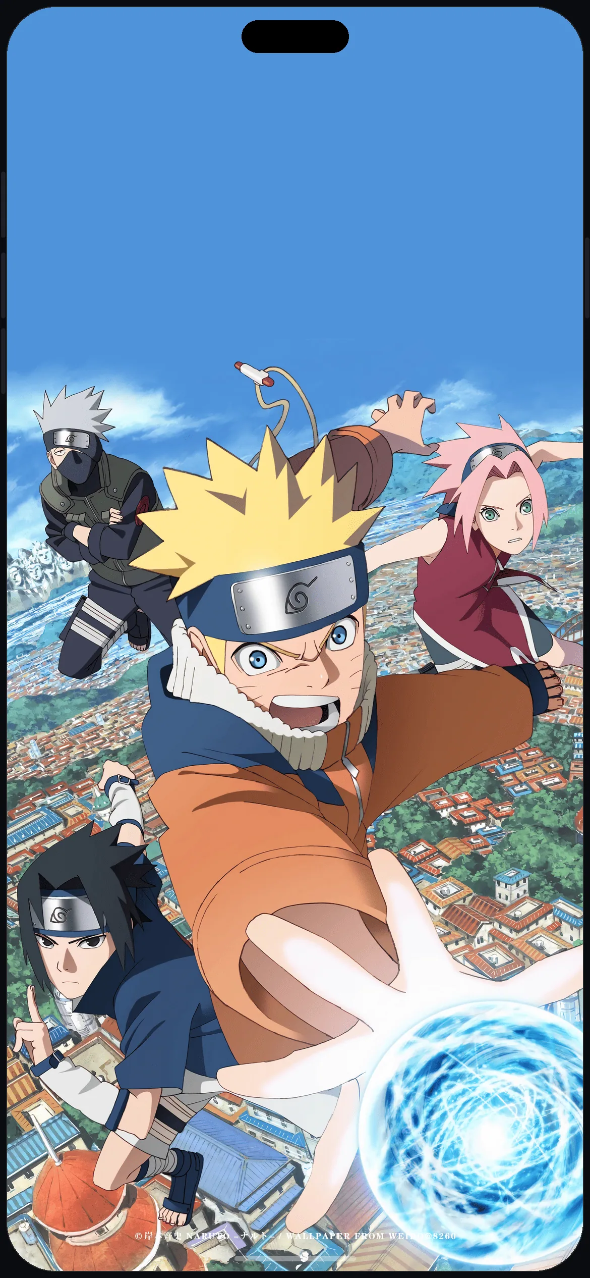 Team Kakashi 4k Wallpaper 2 on iPhone 16 mockup