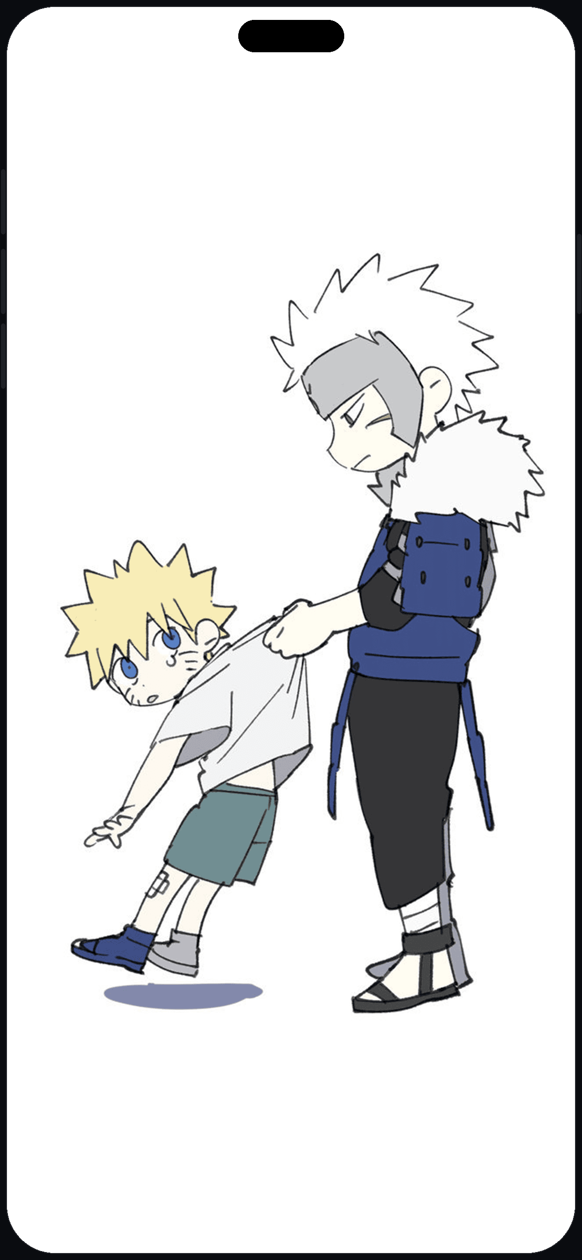 Tobirama and Naruto Sketch Wallpaper 1 on iPhone 16 mockup