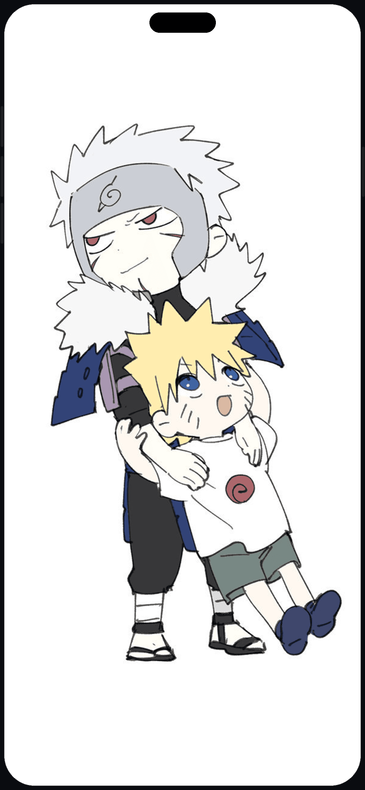 Tobirama and Naruto Sketch 4k Wallpaper 2 on iPhone 16 mockup