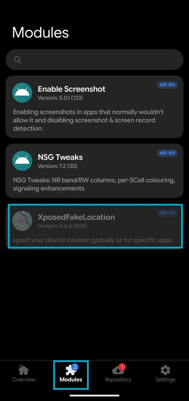enable XposedFakeLocation module in LSPosed