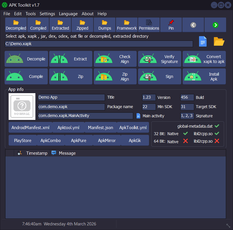 APK Toolkit dark theme main window