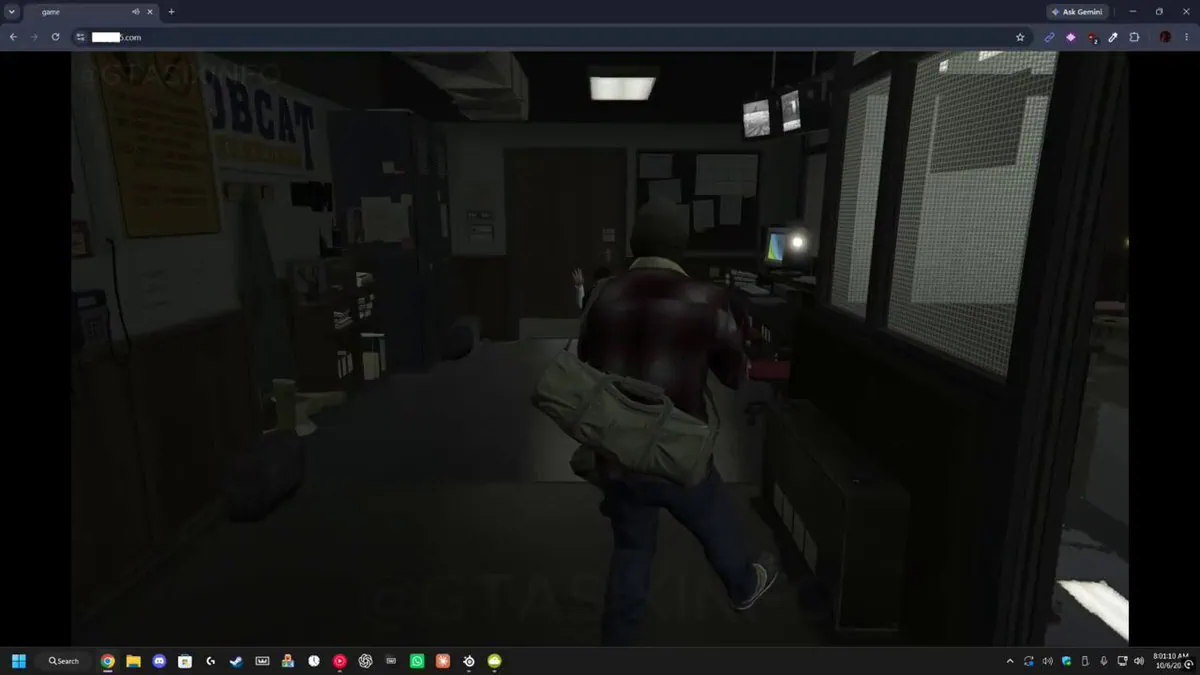 Announcement clip of GTA 5 booting in a browser tab