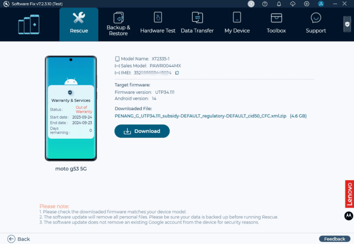 Lenovo Smart Assistant phone rescue wizard
