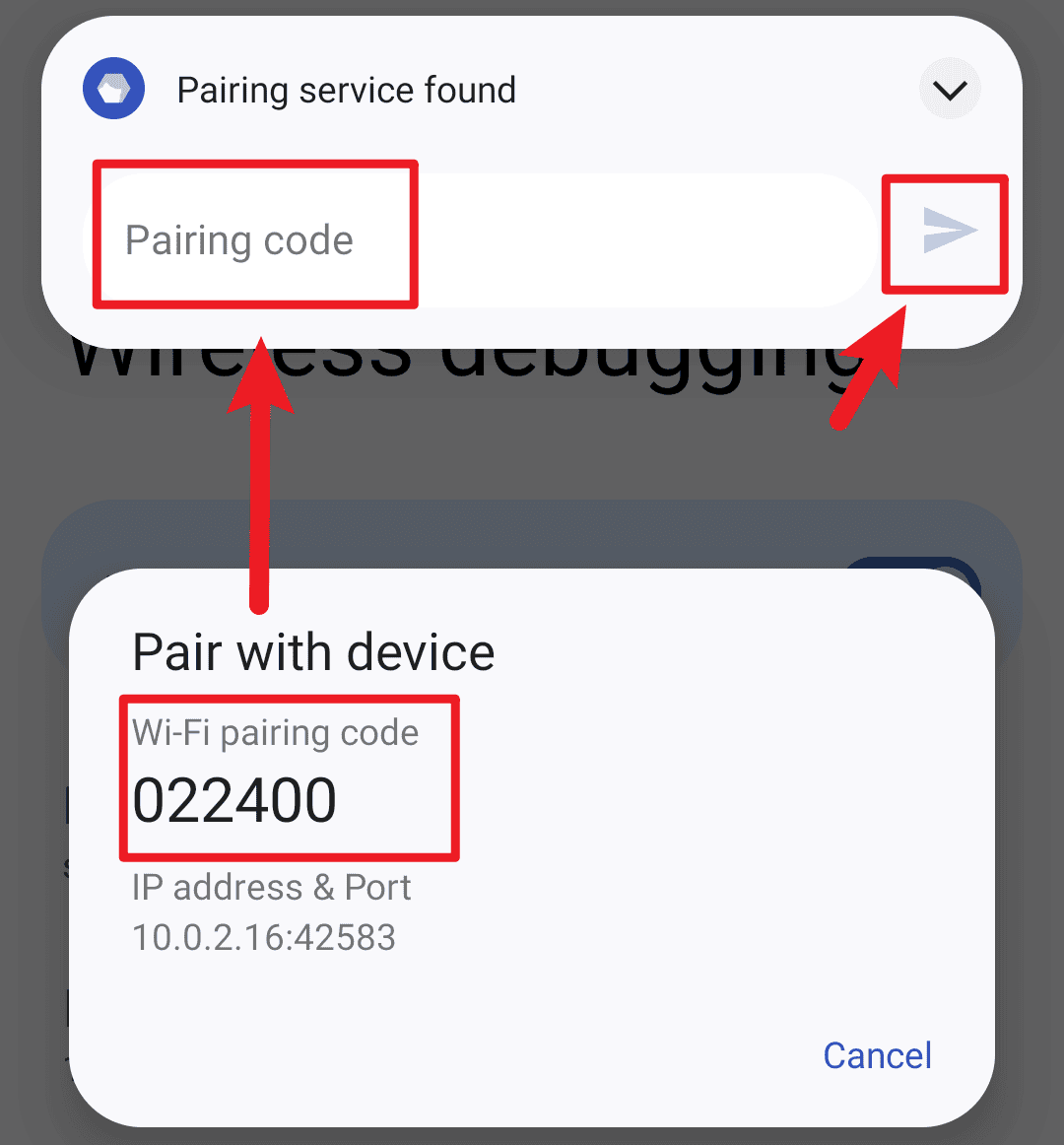 Enter the six-digit pairing code to install Shizuku on Android